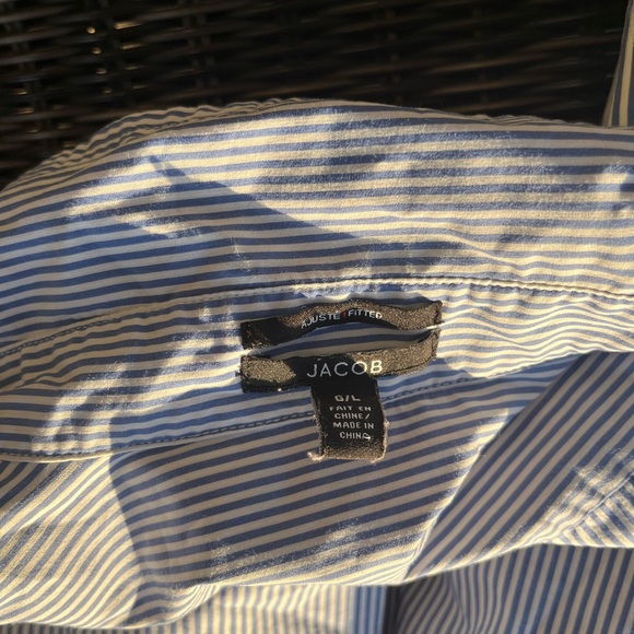 Jacob | women’s blue & white cotton pinstripe button down shirt - Picture 2 of 8